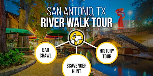 Immagine principale di San Antonio Pub Crawl & Riverwalk History Tour - Bar Trivia, on the Go! 
