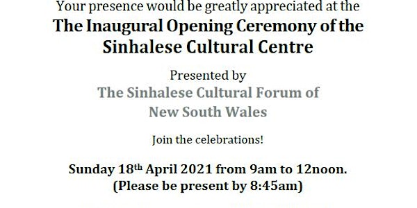 Sinhalese Cultural Centre Opening Ceremony