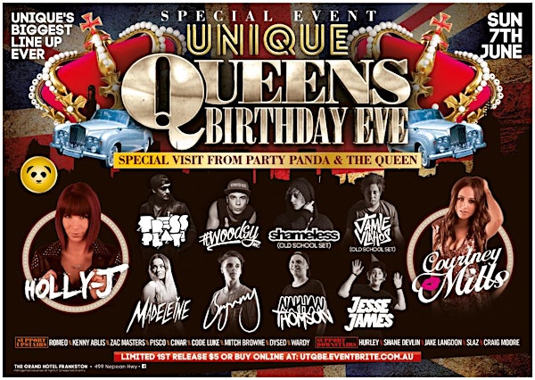Queens Birthday Eve @ Unique Our Biggest Line Up EVER!!!