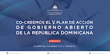 Imagen principal de Co-creemos el V Plan de Acción de Gobierno Abierto de la Rep. Dom.