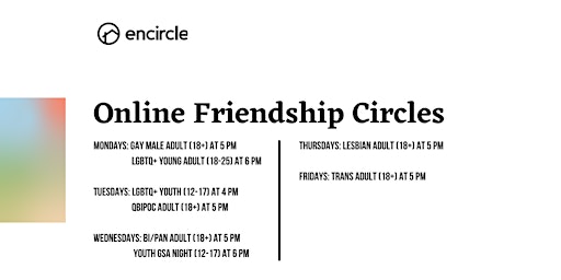 Online LGBTQ+ Youth (12-17) Friendship Circle