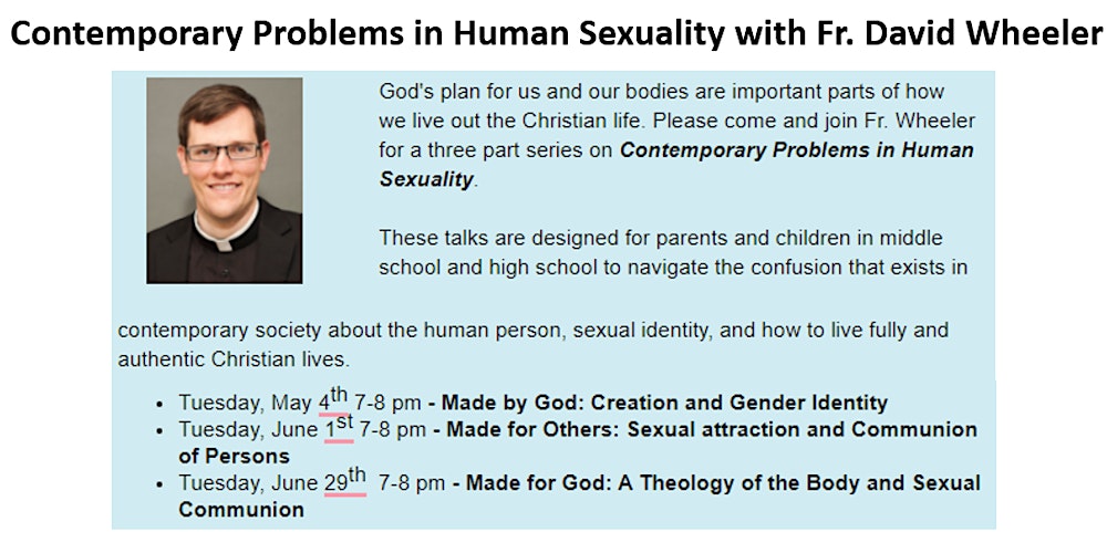 Contemporary Problems in Human Sexuality with Fr. David Wheeler