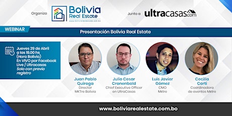 Webinar en vivo: "Lanzamiento Bolivia Real Estate"
