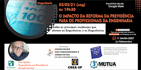 Imagem principal do evento O IMPACTO DA REFORMA DA PREVIDÊNCIA  PARA OS PROFISSIONAIS DA ENGENHARIA