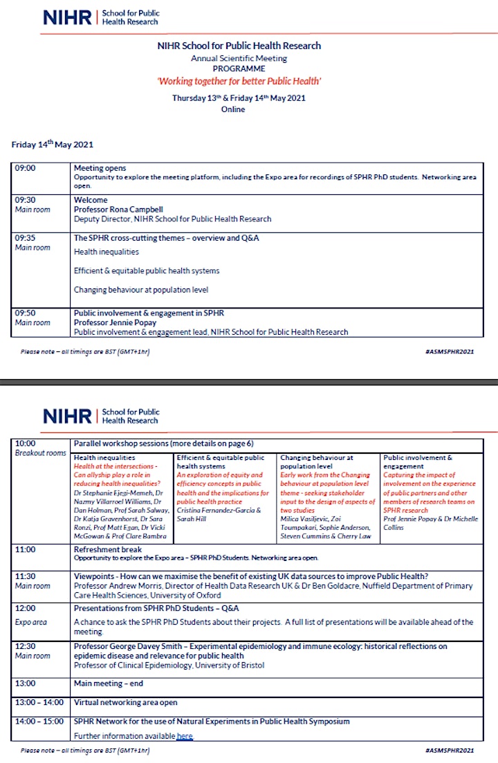 NIHR School for Public Health Research - Annual Scientific Meeting 2021 image