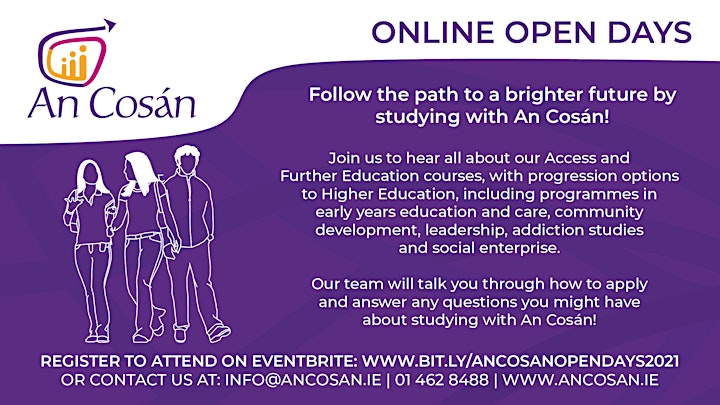 An Cosán Online  Open Day Information Sessions for Adult Education image