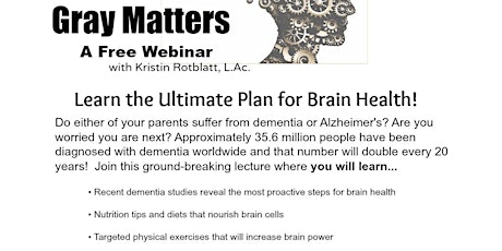 Ultimate Plan for Brain Health - Free Webinar primary image