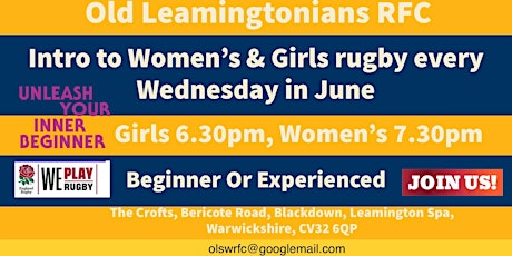 Hauptbild für Play Women's Rugby - Intro To Women's Rugby Every Wednesday In June.