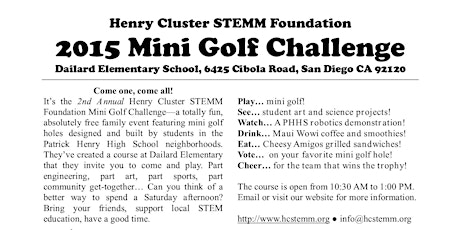 2015 HC STEMM Mini Golf Challenge primary image