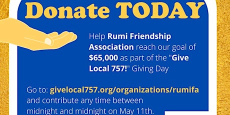 Help RumiFA Reach Our Donation Goal on May 11th