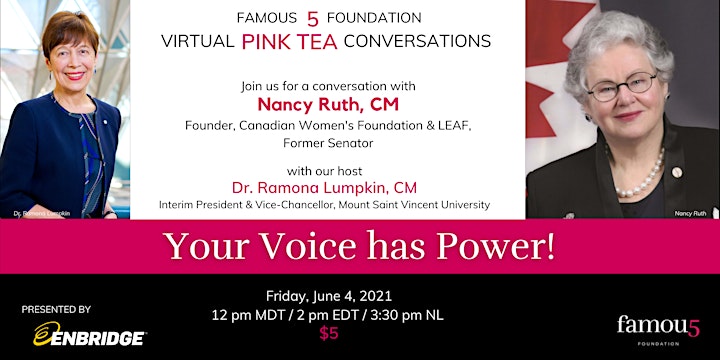 
		Famous 5 Foundation 2021 Virtual Pink Teas with Inspiring Canadian Women image
