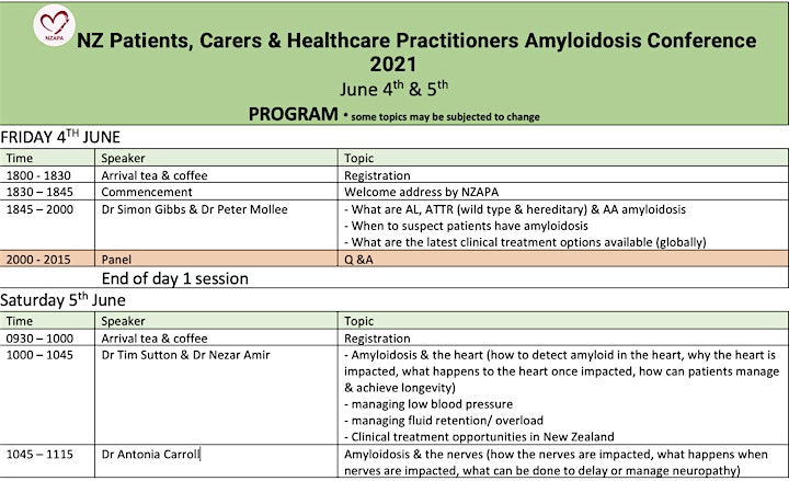 NZ Patients, Carers & Healthcare Practitioners Amyloidosis Conference 2021 image