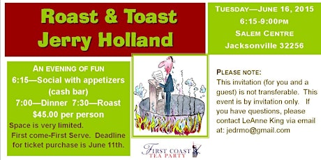 Please join us for an evening of fun to ROAST & TOAST JERRY HOLLAND primary image