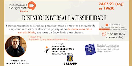 Imagem principal do evento PALESTRA GRATUITA DESENHO UNIVERSAL E ACESSIBILIDADE