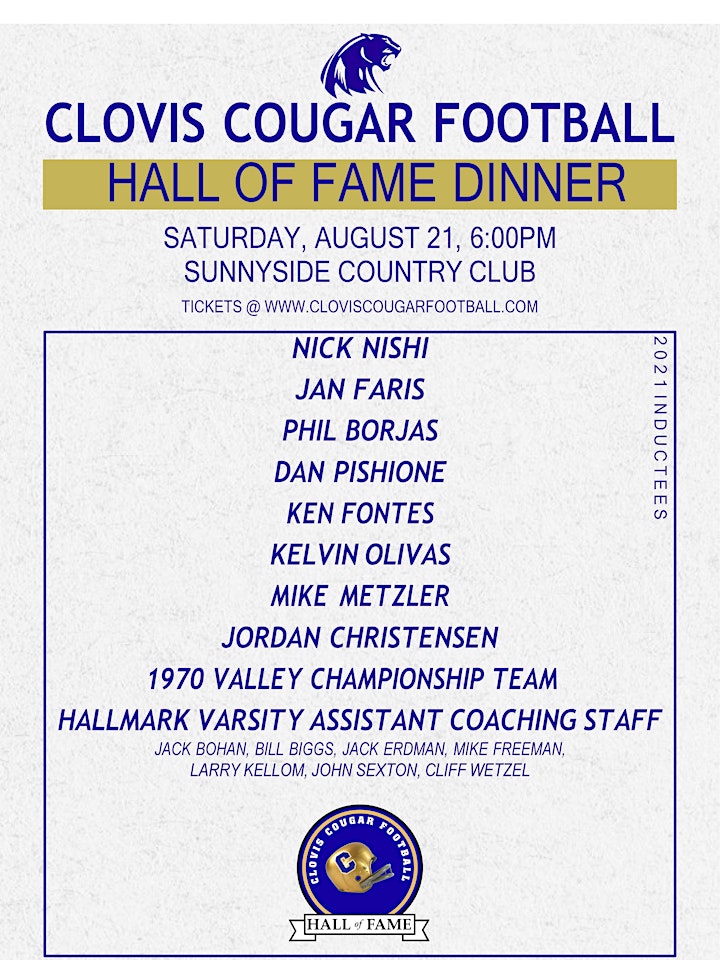 Clovis Football Hall of Fame Induction Dinner 2021 image