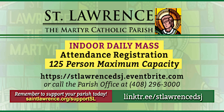 THURSDAY, June 10, 2021 @ 8:30 AM DAILY Mass Registration primary image