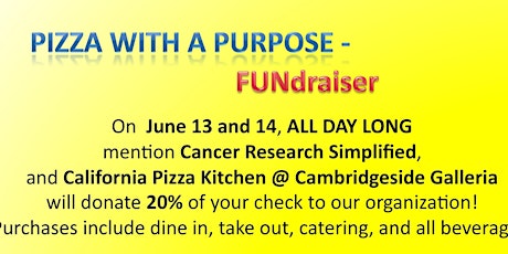 Join our PIZZA WITH A PURPOSE FUNdraiser - Cancer Research Simplified! primary image