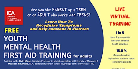 FREE VIRTUAL Youth Mental Health First Aid for Adults
