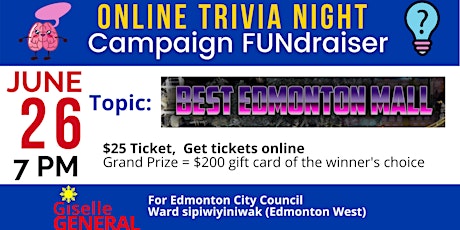 Online Trivia FUNdraiser - Giselle For Edmonton City Council primary image