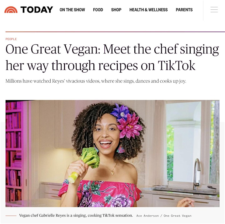 
		LIVE Musical Cooking Class with Gabrielle Reyes - One Great Vegan image
