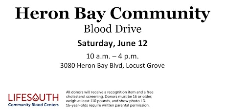 Heron Bay Blood Drive with LifeSouth primary image