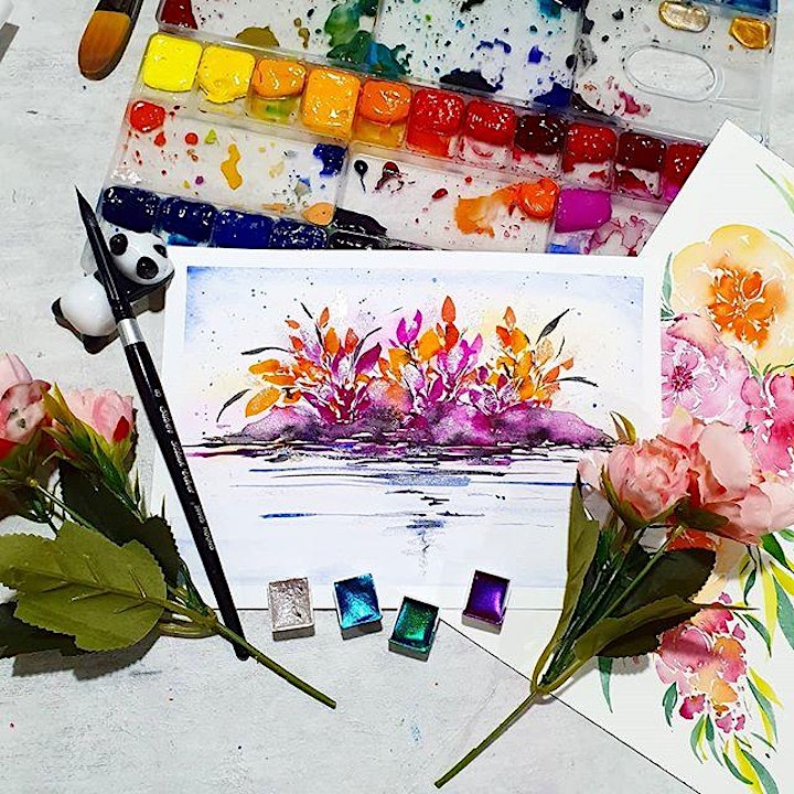 Watercolor Florals and Brush Lettering Course starts Dec 14(8 Sessions) image