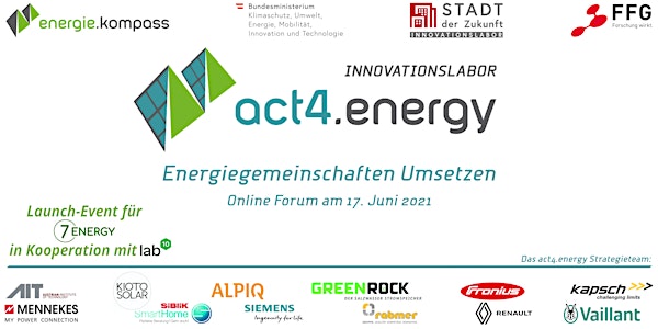 Energiegemeinschaften Umsetzen - das act4.energy Online Forum