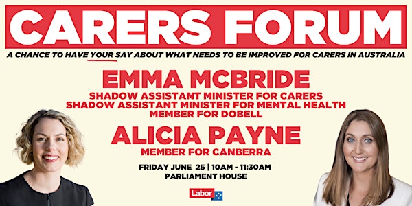 Carers Forum with Emma McBride MP and Alicia Payne MP