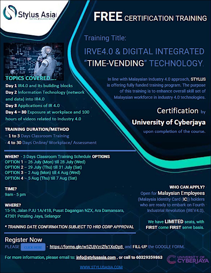  FREE CERTIFICATION "IR4.0 & DIGITAL INTEGRATED “TIME-VENDING” TECHNOLOGY" image 