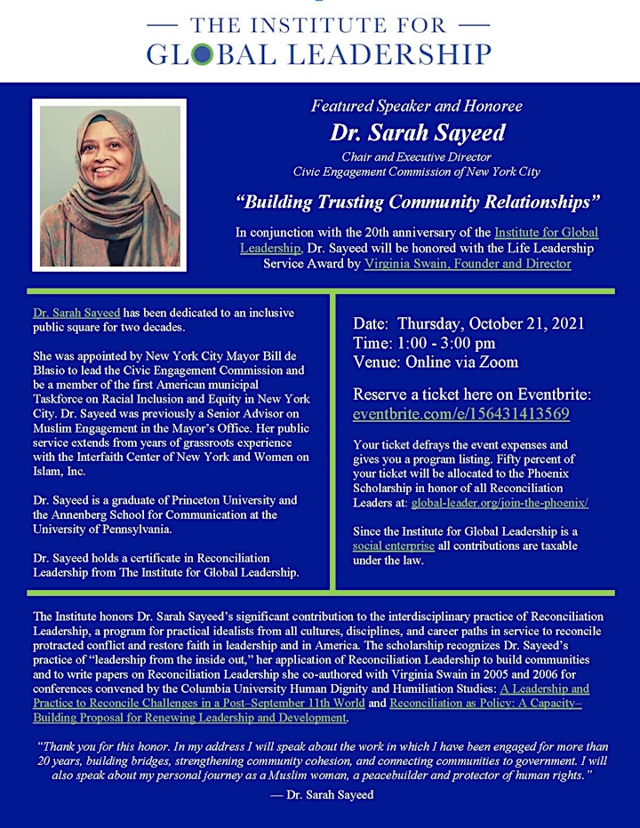 Building Trusting Community Relationships with honoree Dr. Sarah Sayeed image