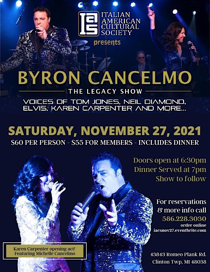 Dinner & Show! Byron Cancelmo The Legacy Show image