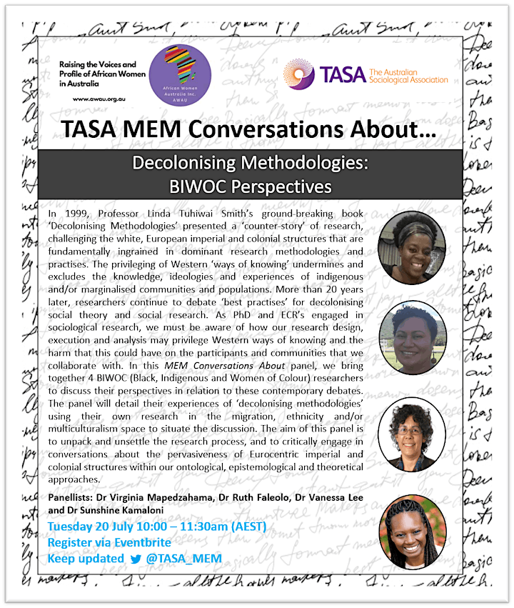 TASA MEM Conversations About... 'Decolonising Methodologies' image