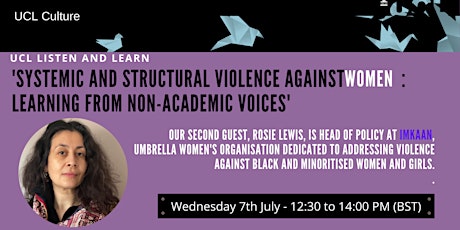 UCL Listen & Learn - Systemic and structural violence against women primary image