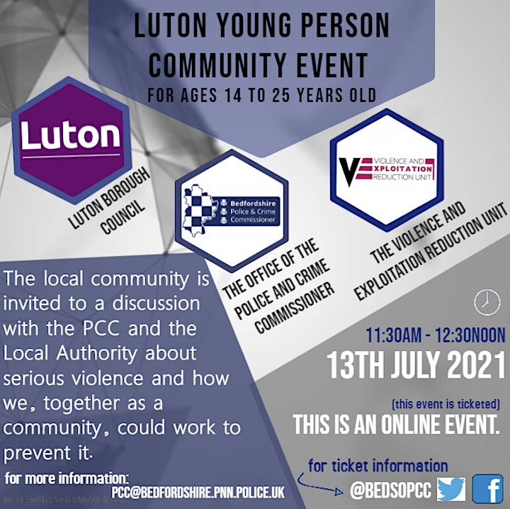 Luton Young Person Community Event for Ages 14 to 25 years old image
