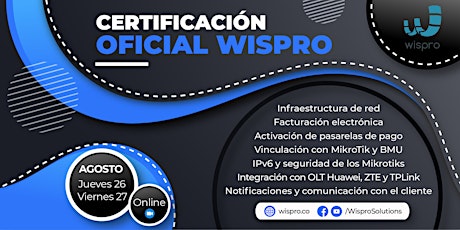 Imagen principal de Certificación Oficial Wispro