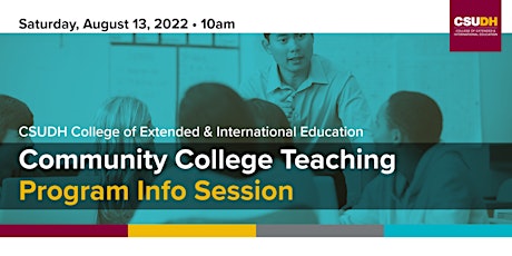 Info Session: Community College Teaching Cert. | CSUDH Webinar (8/13/22)