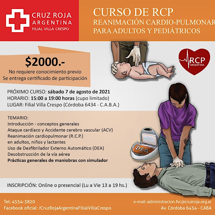 Imagen de Curso de RCP en Cruz Roja (sábado 07-08-21) TURNO TARDE - Duración 4 hs.
