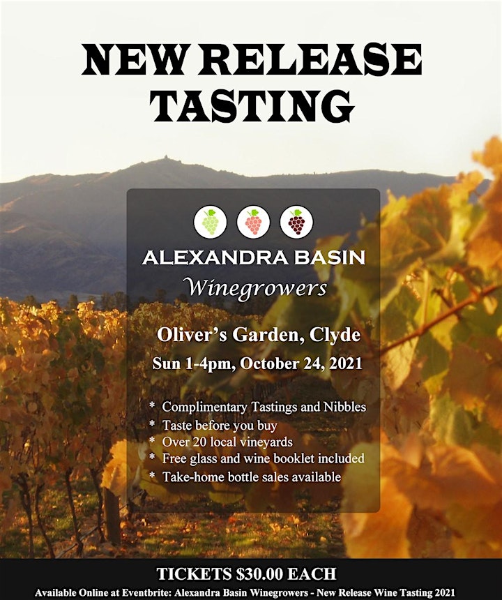 
		Alexandra Basin Winegrowers - New Release Tasting: CANCELLED DUE TO COVID19 image
