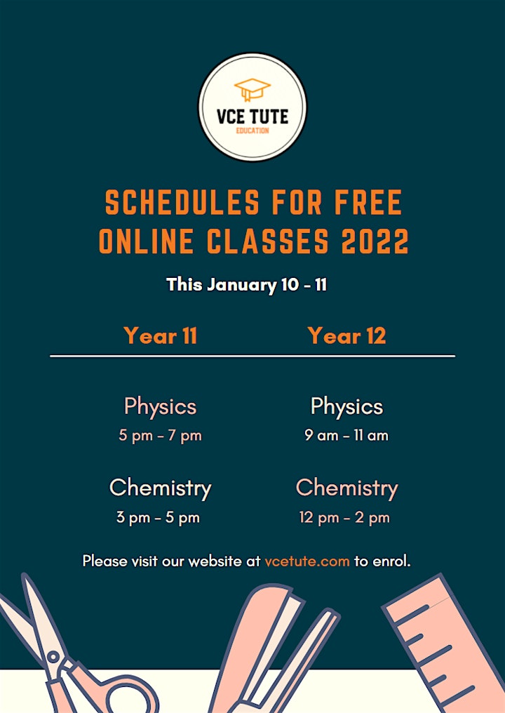 
		VCE Chemistry, VCE Physics  (Online preparatory Seminars for Y11 and Y12) image
