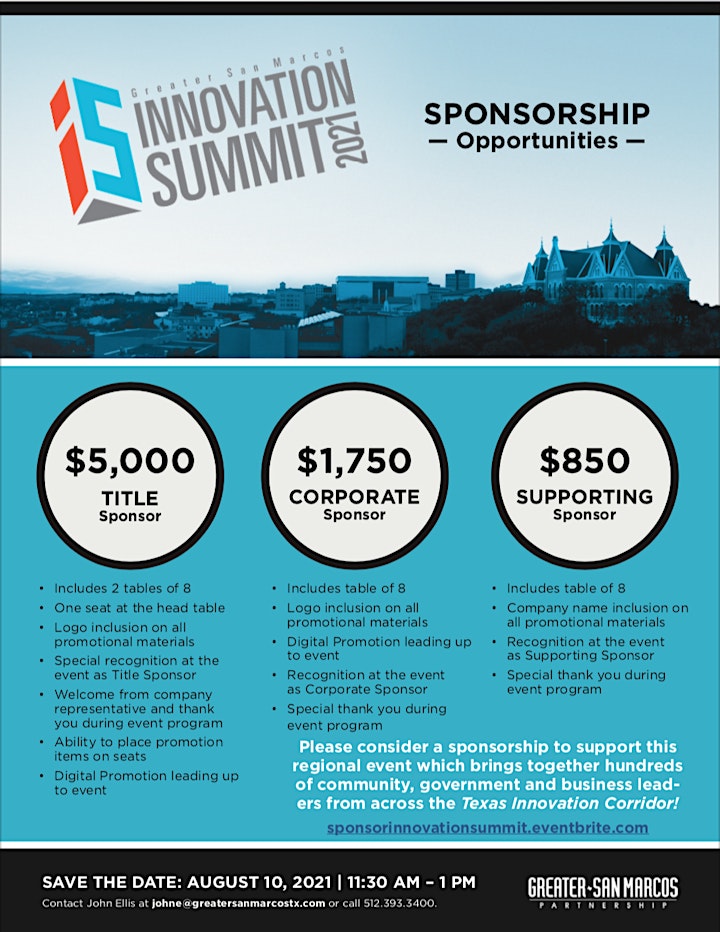 2021 Greater San Marcos Innovation Summit - Sponsors image