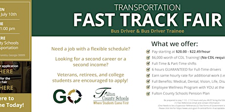 Imagen principal de Fulton County Schools Transportation Fast Track Hiring Event