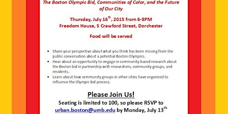 The Boston Olympic Bid, Communities of Color, and the Future of Our City primary image