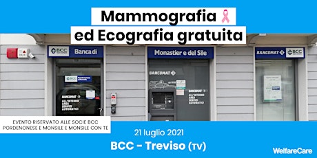 Immagine principale di Mammografia ed Ecografia Gratuita BCCPM e MonsileConTe - Treviso 21 luglio 