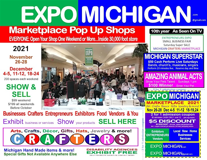 
		EXPO MICHIGAN  marketplace  crafters, exhibitors, vendors, pop up shops image
