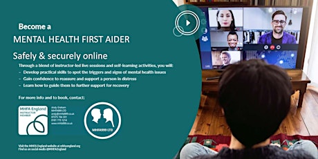 2 Day Online Mental Health First Aid Course (MHFA England Accredited)