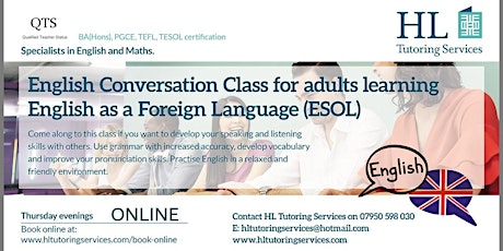 Summer Online English Conversation Group Class for Adults ( E.S.O.L) primary image