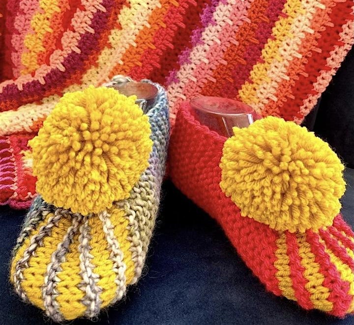 
		Knit your own pompom slippers with Fiona Drake! image
