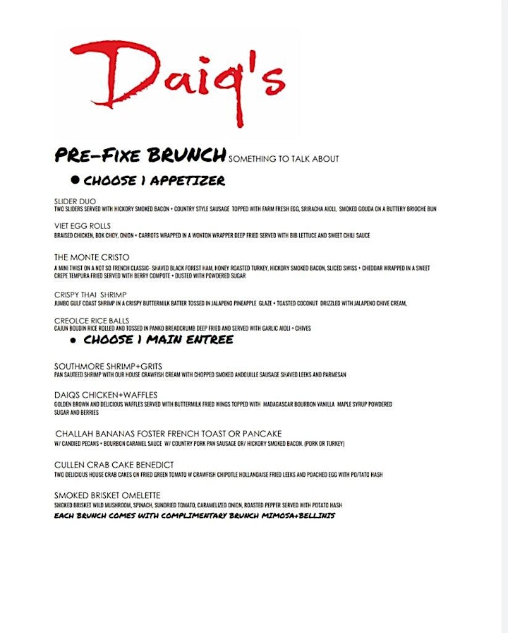 Saturday Brunch @ Daiqs image