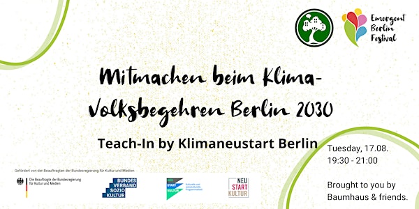Mitmachen beim Klima-Volksbegehren Berlin 2030 | Emergent Berlin Festival