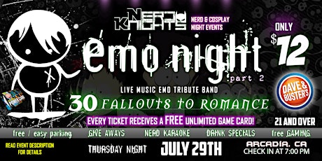 EMO NIGHT Music & Karaoke Party at Dave & Buster's primary image